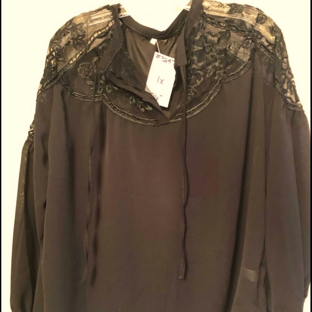 Black sheer flowy blouse